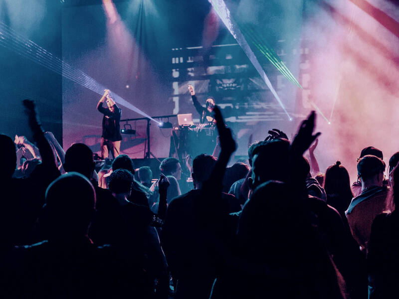 Concert stage with performers